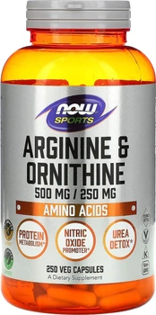 Дієтична добавка Now Foods Arginine 500 мг & Ornithine 250 мг 250 капсул (733739000422)