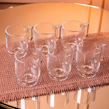 Набор чашек 6 шт для чая и кофе Goblet по 300 (мл) кружки стеклянные Прозрачный