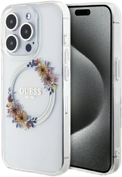 Панель Guess IML Flowers Wreatch MagSafe для Apple iPhone 15 Pro Max Transperent (3666339221737)