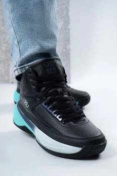 Кросівки чоловічі високі Where Uweare WUW6046-BLACK/TURQUOISE чорні 346746_43 (27.5 см)