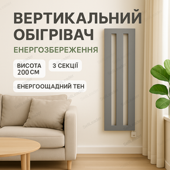 Обогреватель настенный 2м 3 секции для ванной электроконвектор 0.84квт 8 м² радиатор вертикальный тонкий