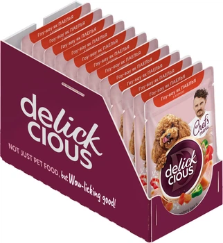 Корм для взрослых собак Delickcious Паэлья с высоким содержанием куриного филе с рисом, морковью и болгарским перцем 85 г (B5310101)