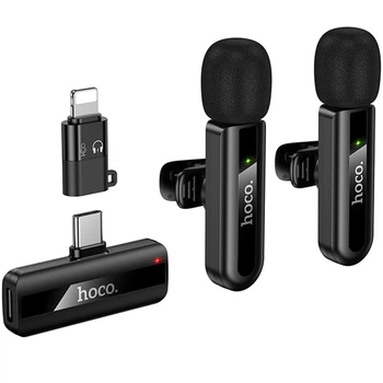 Петличный беспроводной микрофон HOCO L20A Mini Voice (Lightning/Type-C) 60 mAh (Black) (238158)