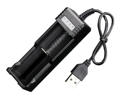USB зарядное устройство 1 слот, для аккумуляторов 18650, 26650, 14500 и прочих с индикатором зарядки