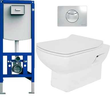 Инсталляция DEVIT 90.210 c панелью смыва + унитаз Comfort New 3120123 c сиденьем Soft Close