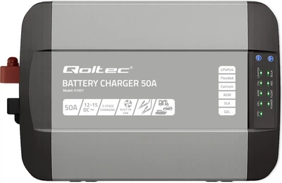 Розумний  зарядний пристрій Qoltec Monolith для акумуляторів LiFePO4 AGM GEL SLA 50A 12V (5901878519579)