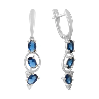 Серебряные серьги с сапфиром nano 2.148ct, фианитами (2195030)