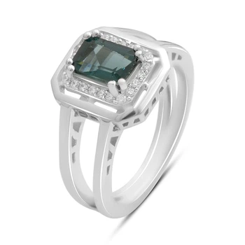 Серебряное кольцо с топазом Лондон Блю 1.084ct, вес изделия 4,58 гр (2195993)
