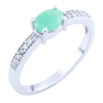 Срібна каблучка з натуральним смарагдом 0.538ct, вага виробу 1,73 гр (1762943)