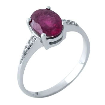Серебряное кольцо с натуральным рубином 3.465ct, вес изделия 3,05 гр (0503158)