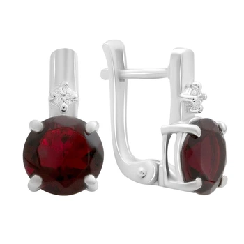 Серебряные серьги с искусственным гранатом nano 2.941ct, фианитами (60002159)