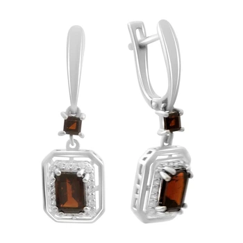Серебряные серьги с натуральным гранатом 3.301ct (2195856)
