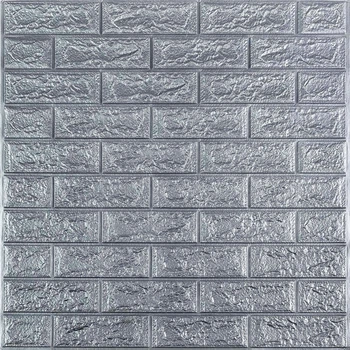 3D панель на стену самоклеящаяся Sticker Wall Серебряный кирпич SW-00001908 700х770х2 мм