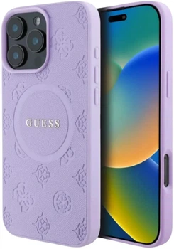 Панель Guess Saffiano Peony Classic Logo MagSafe для Apple iPhone 16 Pro Max Purple (3666339328276)