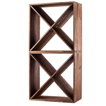Regał na wino Kadax Loreo X drewniany ciemny brąz 2 szt (5906638310779)