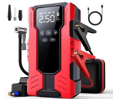 Пуско-зарядний пристрій Бустер з компресором 5-в-1 RedlineTech RT-398-AirJump 39800 mAh, 1800A, компресор 150 PSI, LED-ліхтар, Powerbank