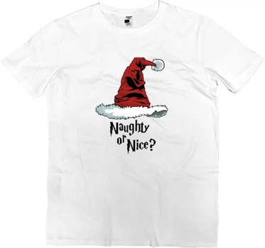 Футболка Преміум Чоловіча Naughty Or Nice (Harry Potter) Розмір L Білий