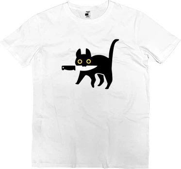 Футболка Преміум Чоловіча Knife Cat Розмір 2Xl Білий