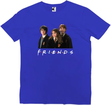 Футболка Преміум Чоловіча Гарри Поттер / Harry Potter Friends Розмір 4Xl Яскравий Синій