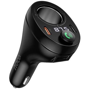 FM-трансмітер модулятор Hoco E88 Star (USB/2Type-C QC3.0/PD20W Bluetooth V5.4) автомобільний швидкий зарядний пристрій LED-дисплей Чорний