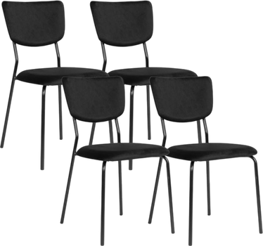 Набір стільців для кухні та вітальні ModernHome by Multistore оксамитових 4 шт. Чорні (KJC-4-BC)