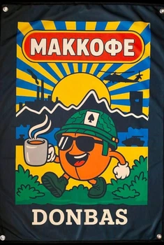 Флаг “Маккофе Donbas” банер Донбас 1000×700 мм на люверсах