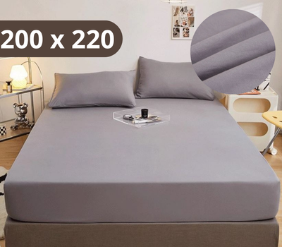 Простыня на резинке Softable Fabric 200×220 — мягкая, плотная, комфортная, серый (KT7006008)