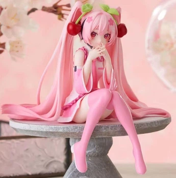 Фигурка аниме Сакура Мику (Sakura Hatsune Miku) 12 см, коллекционная статуэтка в розовом образе с вишнями