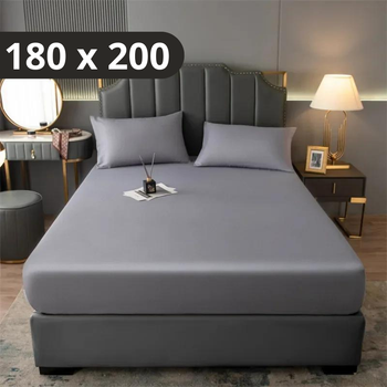 Простыня на резинке Softable Fabric 180×200 — мягкая, плотная, комфортная, серый (KT7006037)
