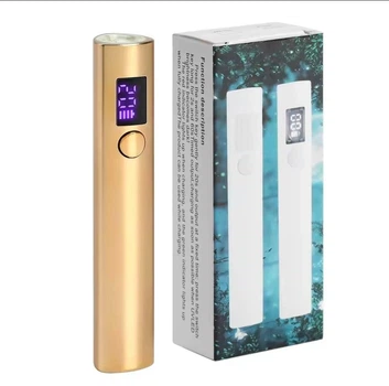 Акумуляторний портативний UV/LED ліхтарик для манікюру LIMEGIRL з таймером та дисплеєм миттєва фіксація для нарощування 3 w 395 nm 5 V 1 A золотистий