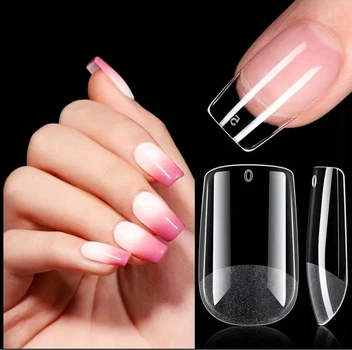 Гелевые типсы для наращивания Nail Kingdom Квадрат М 120 шт прозрачные (105)