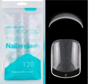 Гелеві тіпси для нарощування Nail Kingdom Короткий квадрат ХS 120 шт прозорі з матовою контактною зоною(106)