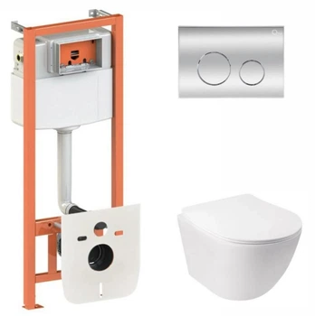 Набор Qtap Nest 4 в 1 подвесной унитаз Jay Ultra Quiet 485x360x320 + комплект установки QT07335177W45137