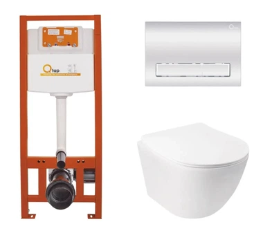 Набор Qtap Nest 4 в 1 подвесной унитаз Jay Ultra Quiet 485x360x320 + комплект установки QT07335177W45140