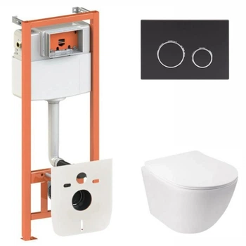 Набор Qtap Nest 4 в 1 подвесной унитаз Jay Ultra Quiet 485x360x320 + комплект установки QT07335177W45136