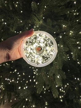 Гирлянда Роса 100м 1000LED зеленый провод, теплый белый свет, 8 режимов, пульт, от сети