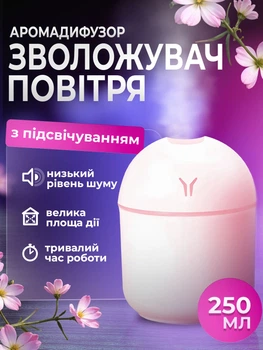 Зволожувач повітря з підсвіткою аромадифузор портативний зволожувач повітря в машину ароматичний дифузор USB нічник у дитячу нічник аромадифузор Humidifier 250ml Pink Hofmy QQ-18