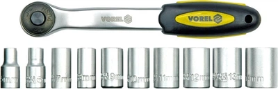 Zestaw kluczy nasadowych VOREL 5-24 mm z grzechotką 1/2'' 11 szt. 58602 (5906083586026)