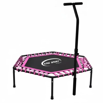 Фитнес батут с ручкой King Sport 130см Pink усиленная стальная рама, 42 амортизатора