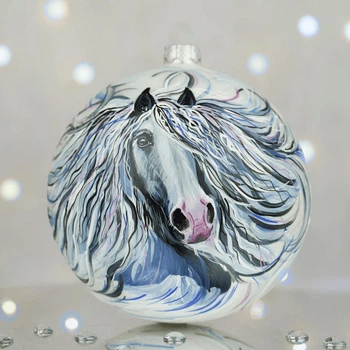 Новогодний шар на елку Santa Shop Символ года 2026 Мрія Белый/Голубой 12 см (4820001179835)