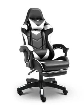 Кресло для геймеров GT PRO с подставкой для ног White / Black
