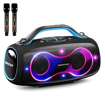 Портативна бездротова Bluetooth колонка Hopestar partybox 168 |400W, BT5.4, USB/AUX/TF Card/TWS, 8h, IPX5| з двома мікрофонами Black