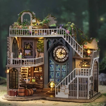 3D конструктор Румбокс «Магический дом» кукольный домик DIY с пылезащитным куполом и подсветкой (AA0039)