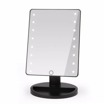 Косметическое настольное зеркало с сенсорной LED подсветкой 20 диодами, Черное (MX-00006887A)