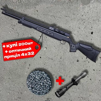 Пневматична гвинтівка PCP Optima BT65 SB 4.5 мм + приціл 4х32 + кулі 200шт — потужна високоточна гвинтівка для полювання та спорту