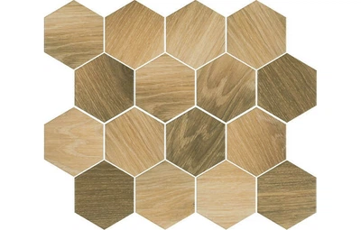 Мозаика Wood Natural Mix Heksagon MAT 220x255 Paradyz