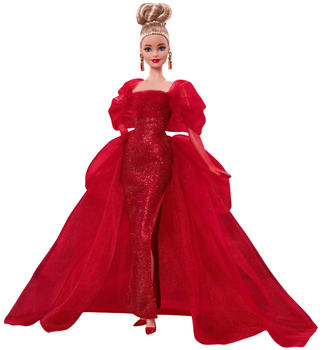 Kolekcjonerska lalka Barbie Ruby Red na 80-lecie Mattel Blondynka (JBJ17)