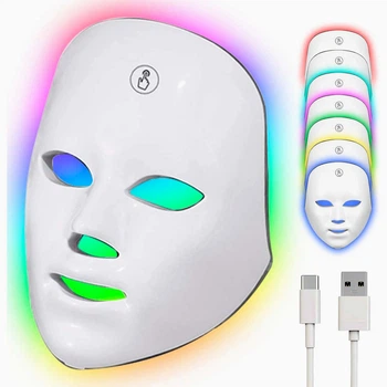 LED маска для обличчя 7 режимів USB електричний масажер мікрострумна стимуляція біла нова