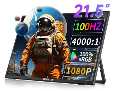 HGFRTEE 21,5-дюймовий портативний ігровий монітор Full HD 1080P 100 Гц 4000:1 контрастність екрану для ПК Xbox PS4 / 5 Switch VA панель