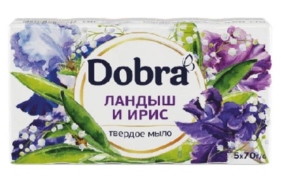 Мило туалетне тверде косметичне 5*70г екопак ТМ Dobra Конвалія та ірис